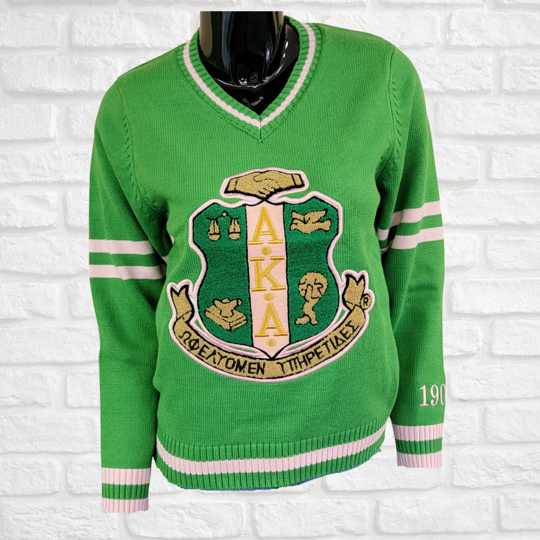 AKA Chenille V-neck Varsity Sweater - Image 3
