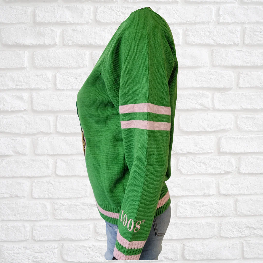 AKA Chenille V-neck Varsity Sweater - Image 4
