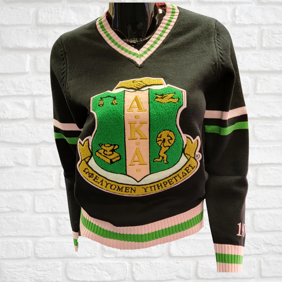AKA Chenille V-neck Varsity Sweater - Image 5