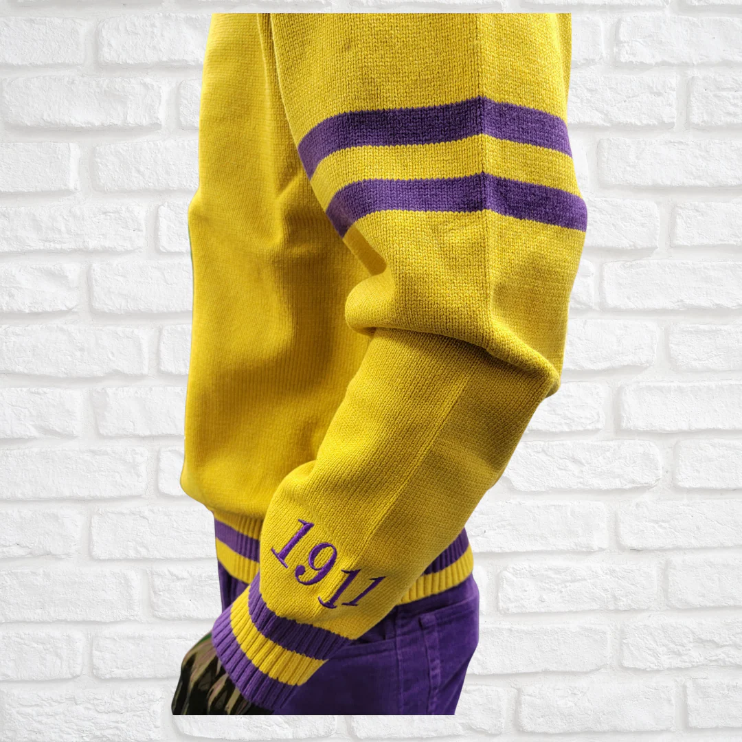 Omega Chenille V-neck Varsity Sweater - Image 2