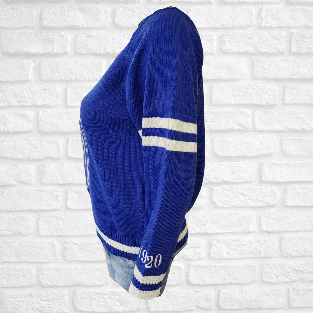 Zeta Chenille V-neck Varsity Sweater - Image 2